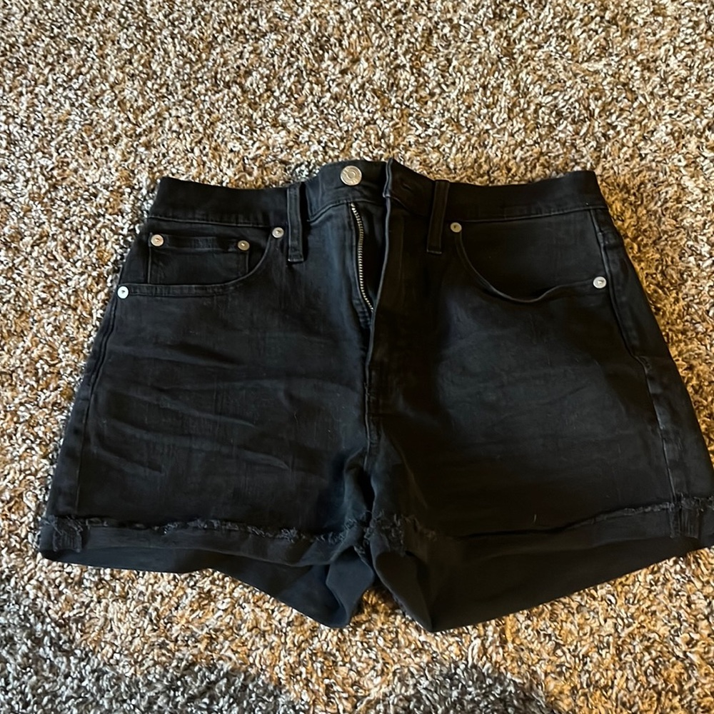 Madewell black high-rise denim shorts